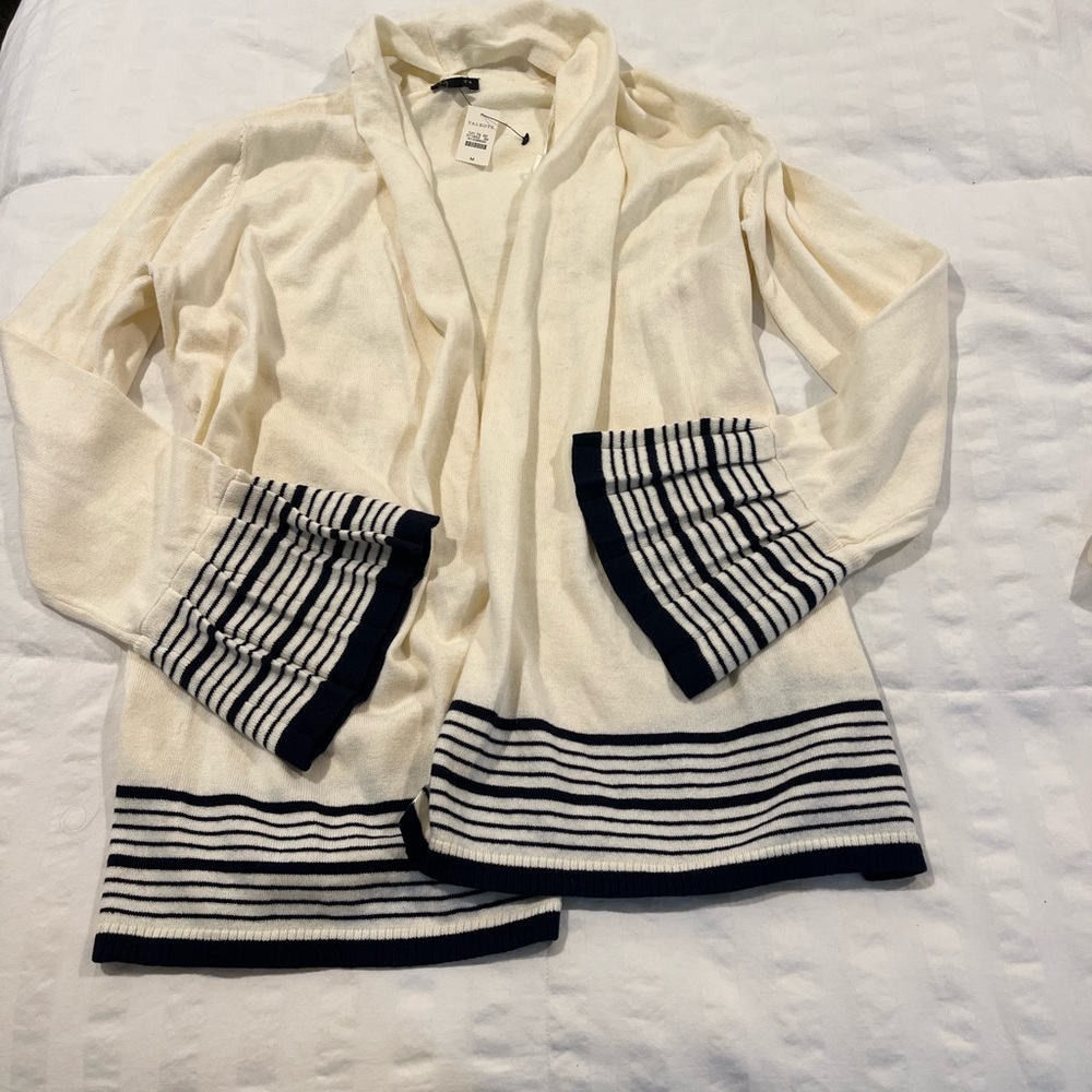Women's Cream and Black Striped Sweater